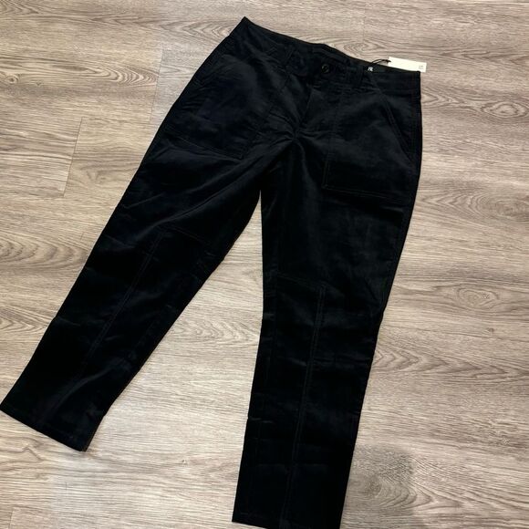 NWT - banana republic black corduroy barrel cropped pants - size 10 - Picture 1 of 7